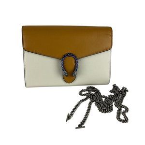 Gucci Women's Dionysus Chain Wallet/Crossbody Bag Leather Yellow/Off White Mini